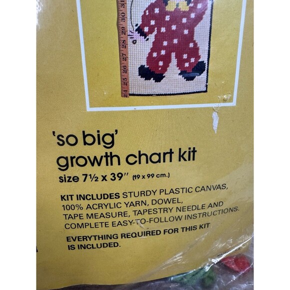Vintage Bucilla Plastic Canvas Needlepoint Clowns Growth Chart Kit 4913 RARE Nob - Picture 3 of 10
